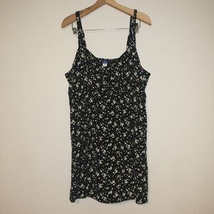 Old Navy XXL Black Babydoll Summer Dress with White Floral Pattern
